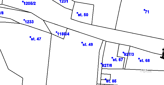 Parcela st. 49 v KÚ Bukovník, Katastrální mapa