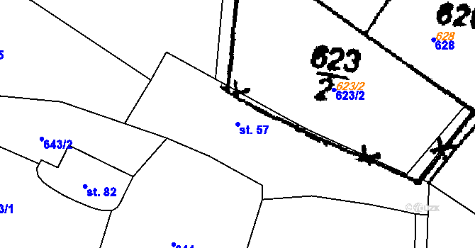 Parcela st. 57 v KÚ Bukovník, Katastrální mapa