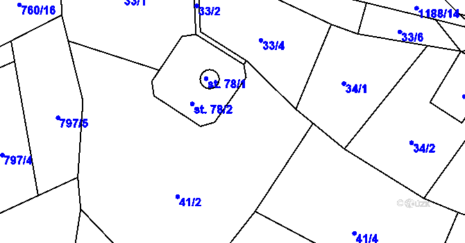 Parcela st. 78/1 v KÚ Bukovník, Katastrální mapa