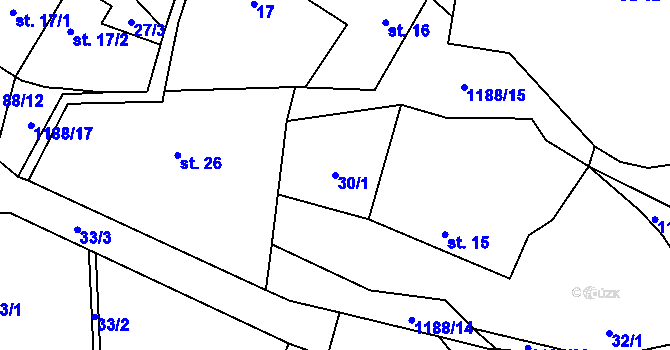 Parcela st. 30/1 v KÚ Bukovník, Katastrální mapa