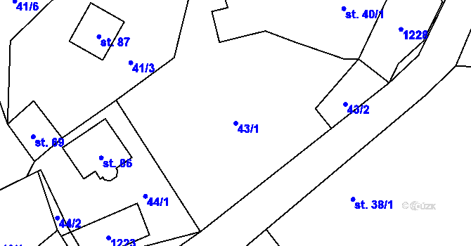 Parcela st. 43/1 v KÚ Bukovník, Katastrální mapa