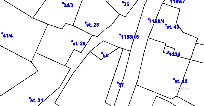 Parcela st. 56 v KÚ Bukovník, Katastrální mapa