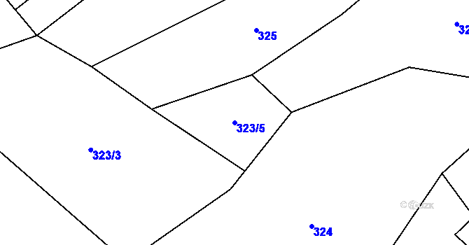 Parcela st. 323/5 v KÚ Bukovník, Katastrální mapa