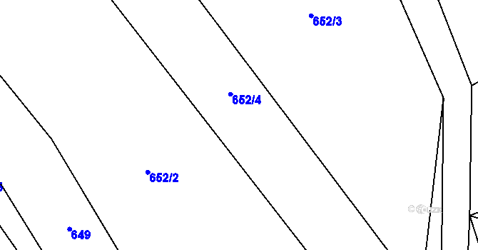 Parcela st. 652/4 v KÚ Bukovník, Katastrální mapa