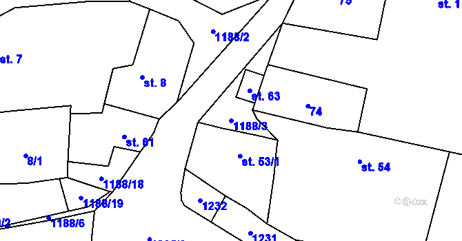 Parcela st. 1188/3 v KÚ Bukovník, Katastrální mapa