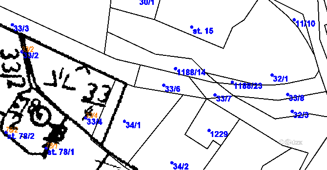 Parcela st. 33/6 v KÚ Bukovník, Katastrální mapa