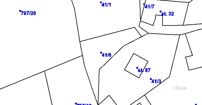 Parcela st. 41/6 v KÚ Bukovník, Katastrální mapa