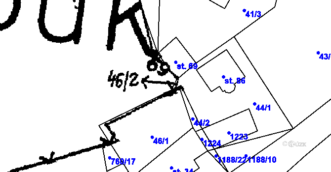 Parcela st. 46/2 v KÚ Bukovník, Katastrální mapa
