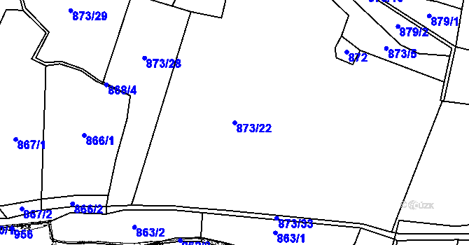 Parcela st. 873/22 v KÚ Bukovník, Katastrální mapa