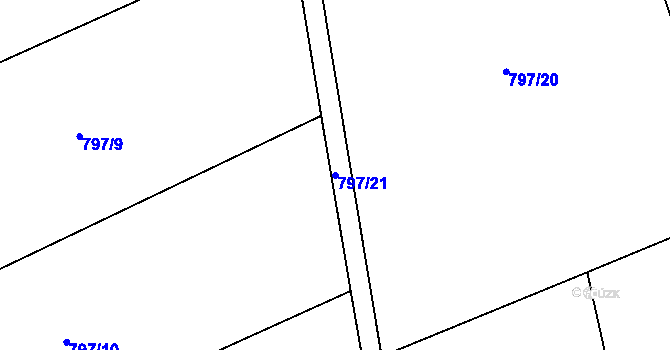 Parcela st. 797/21 v KÚ Bukovník, Katastrální mapa