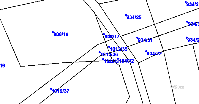 Parcela st. 1012/36 v KÚ Bukovník, Katastrální mapa