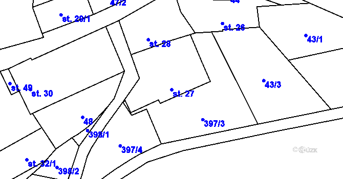 Parcela st. 27 v KÚ Mačice, Katastrální mapa