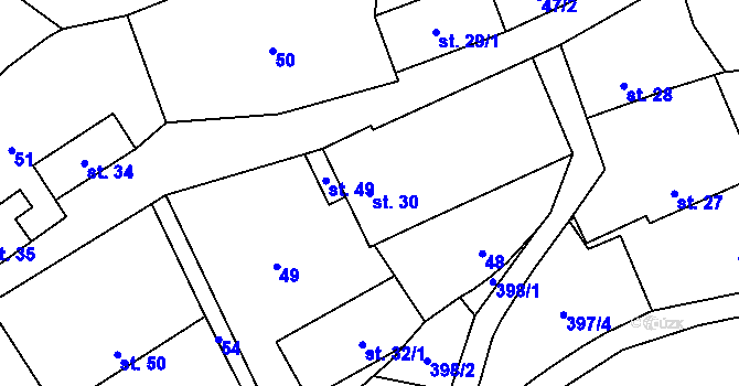 Parcela st. 30 v KÚ Mačice, Katastrální mapa