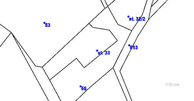 Parcela st. 33 v KÚ Mačice, Katastrální mapa