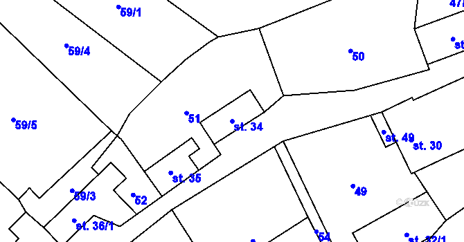 Parcela st. 34 v KÚ Mačice, Katastrální mapa