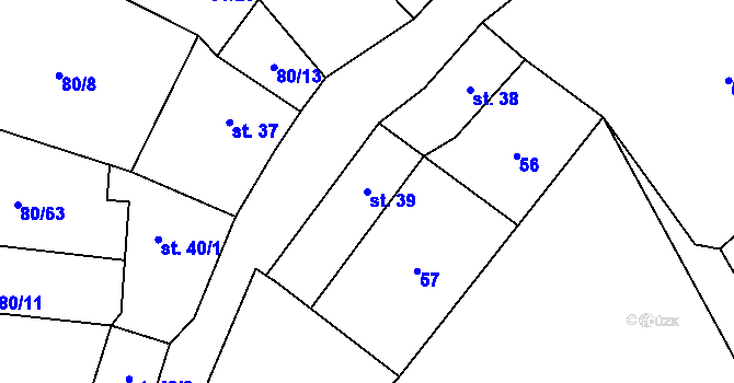 Parcela st. 39 v KÚ Mačice, Katastrální mapa