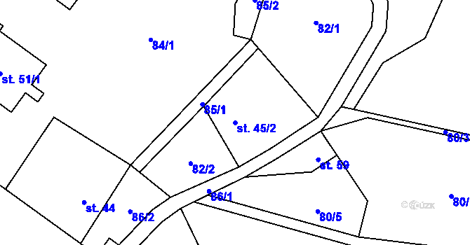 Parcela st. 45/2 v KÚ Mačice, Katastrální mapa