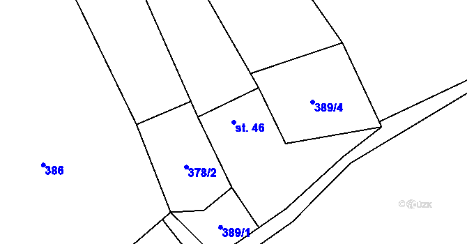 Parcela st. 46 v KÚ Mačice, Katastrální mapa
