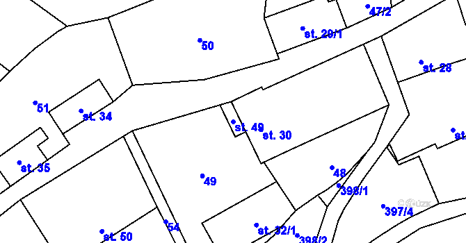 Parcela st. 49 v KÚ Mačice, Katastrální mapa