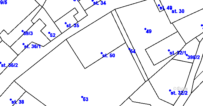 Parcela st. 50 v KÚ Mačice, Katastrální mapa