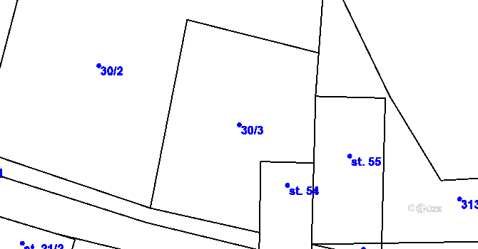 Parcela st. 30/3 v KÚ Mačice, Katastrální mapa