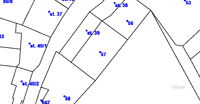 Parcela st. 57 v KÚ Mačice, Katastrální mapa