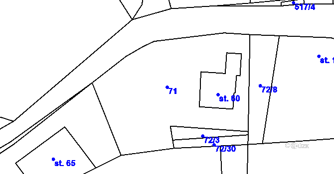 Parcela st. 71 v KÚ Mačice, Katastrální mapa