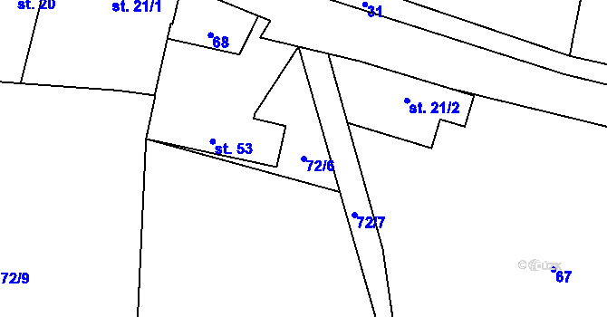 Parcela st. 72/6 v KÚ Mačice, Katastrální mapa