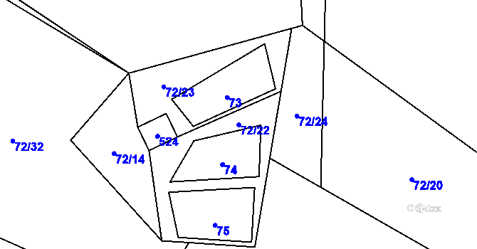 Parcela st. 72/22 v KÚ Mačice, Katastrální mapa
