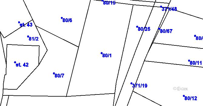 Parcela st. 80/1 v KÚ Mačice, Katastrální mapa
