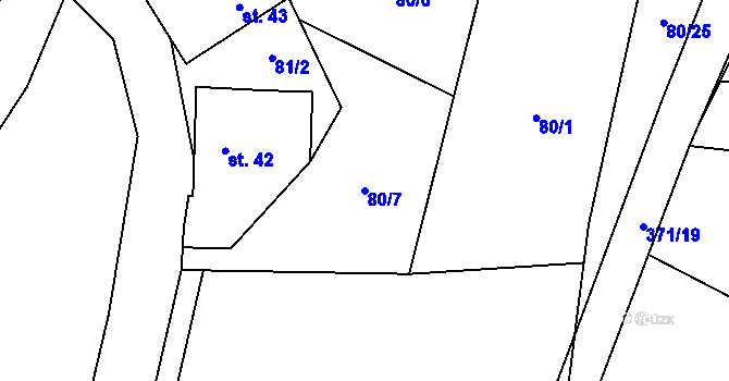 Parcela st. 80/7 v KÚ Mačice, Katastrální mapa