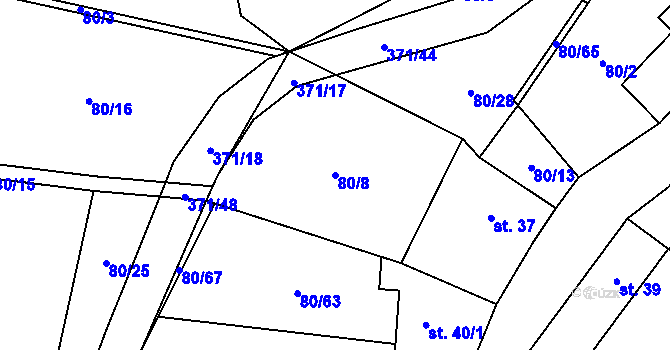 Parcela st. 80/8 v KÚ Mačice, Katastrální mapa