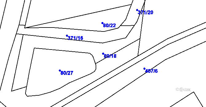 Parcela st. 80/18 v KÚ Mačice, Katastrální mapa