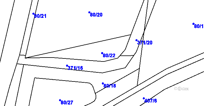 Parcela st. 80/22 v KÚ Mačice, Katastrální mapa