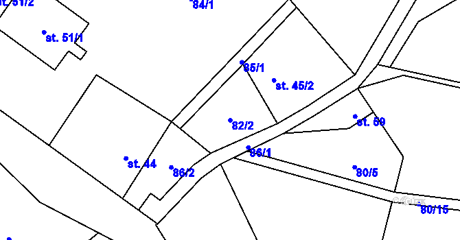 Parcela st. 82/2 v KÚ Mačice, Katastrální mapa