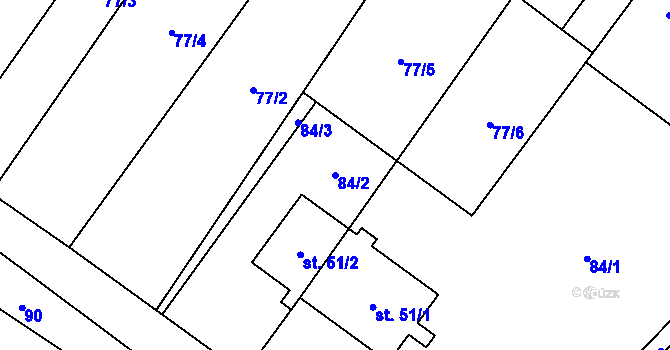 Parcela st. 84/2 v KÚ Mačice, Katastrální mapa