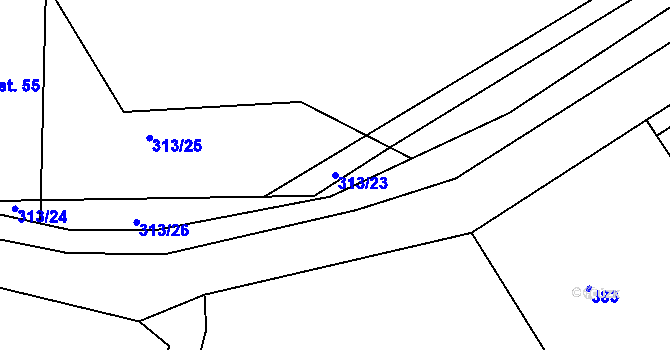Parcela st. 313/23 v KÚ Mačice, Katastrální mapa