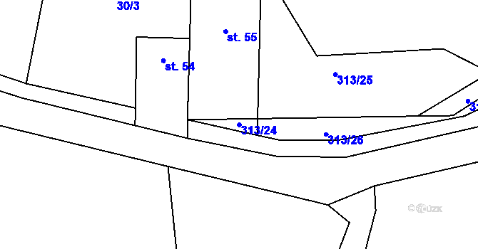 Parcela st. 313/24 v KÚ Mačice, Katastrální mapa