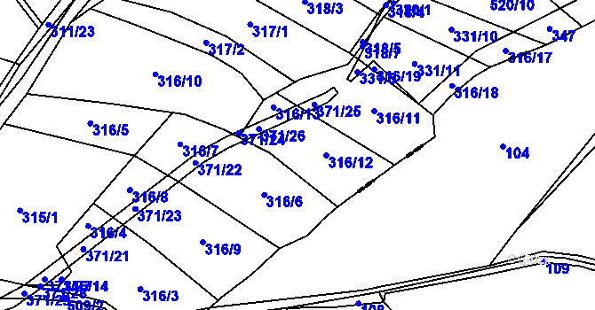Parcela st. 316 v KÚ Mačice, Katastrální mapa
