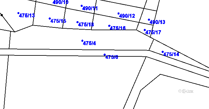 Parcela st. 475/6 v KÚ Mačice, Katastrální mapa
