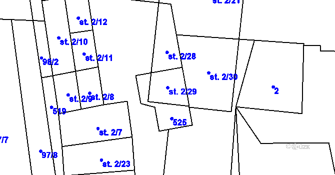 Parcela st. 2/29 v KÚ Mačice, Katastrální mapa