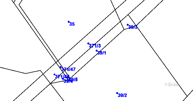 Parcela st. 39/1 v KÚ Mačice, Katastrální mapa