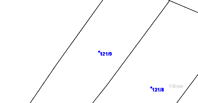 Parcela st. 121/9 v KÚ Mačice, Katastrální mapa