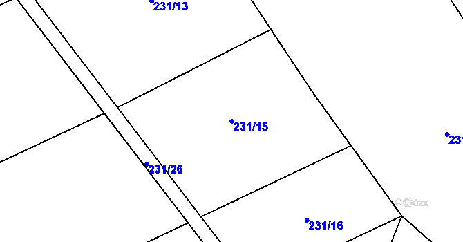 Parcela st. 231/15 v KÚ Mačice, Katastrální mapa