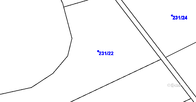 Parcela st. 231/22 v KÚ Mačice, Katastrální mapa