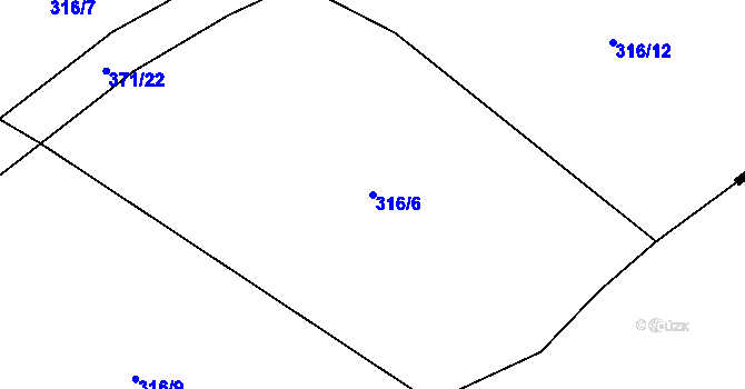 Parcela st. 316/6 v KÚ Mačice, Katastrální mapa