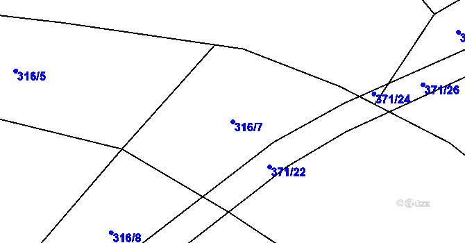 Parcela st. 316/7 v KÚ Mačice, Katastrální mapa