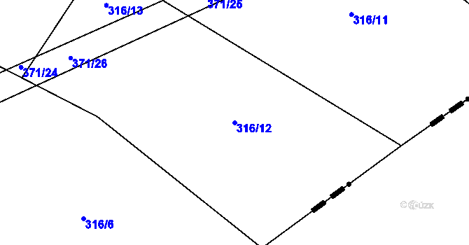 Parcela st. 316/12 v KÚ Mačice, Katastrální mapa