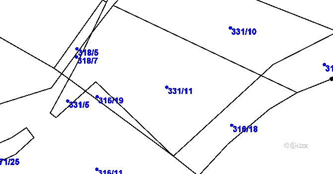 Parcela st. 331/11 v KÚ Mačice, Katastrální mapa