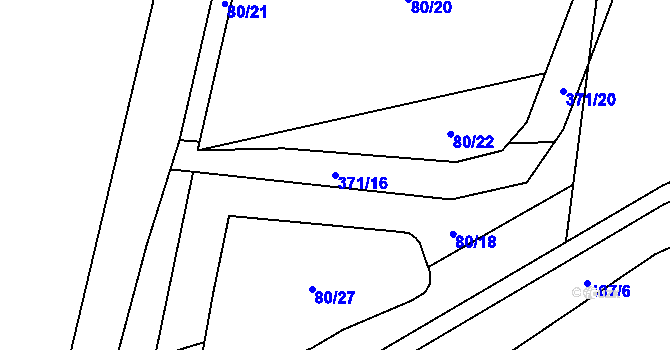 Parcela st. 371/16 v KÚ Mačice, Katastrální mapa